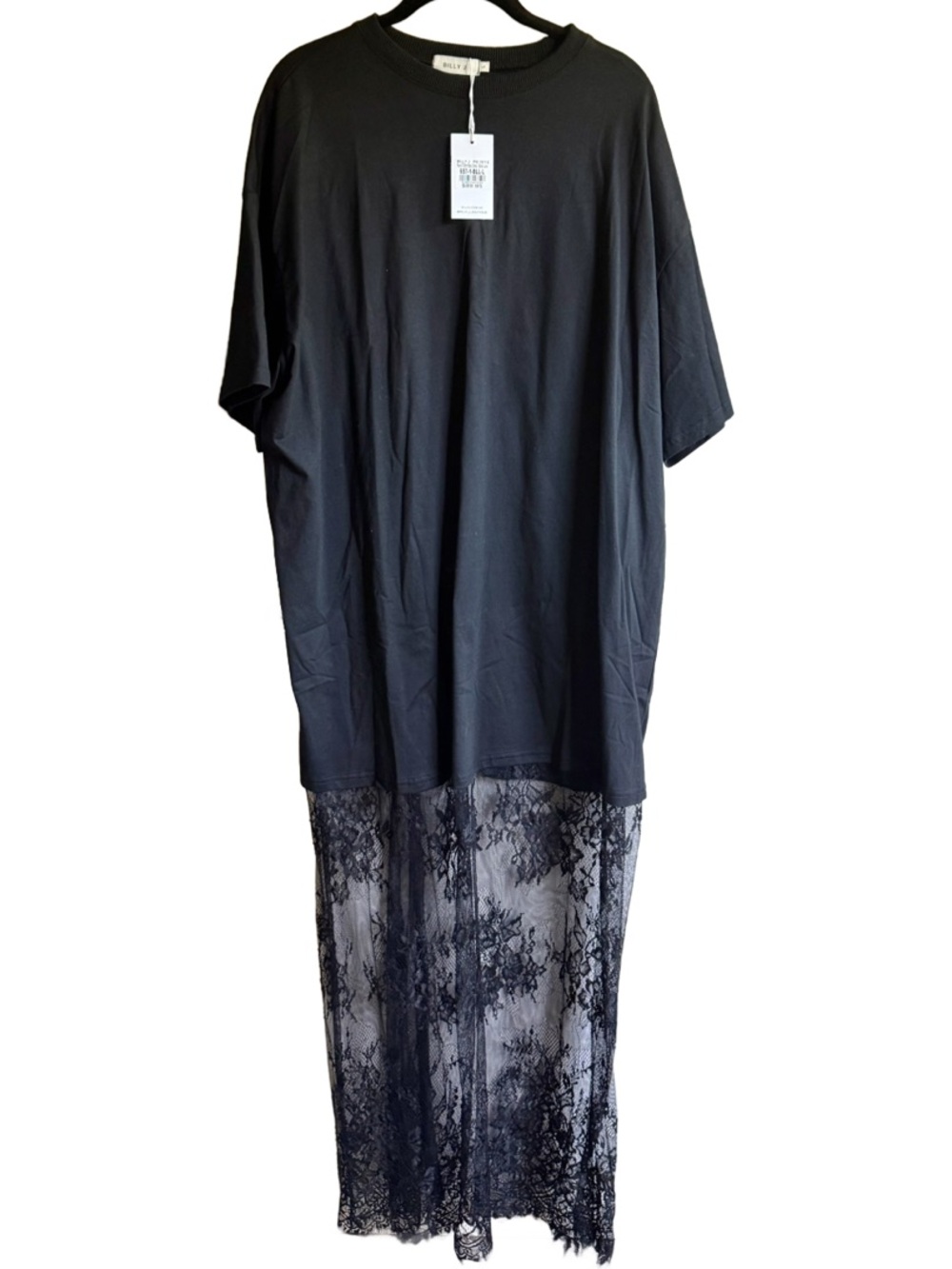 Billy J Raina T-Shirt Maxi Dress, Black Lace